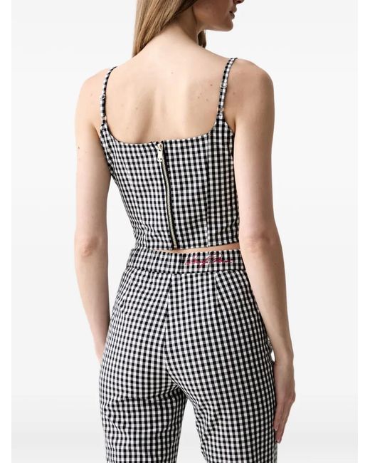 Guess Black Gingham-Check Star-Patch Top
