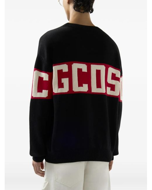 Gcds Black Band Logo Wool Sweater for men