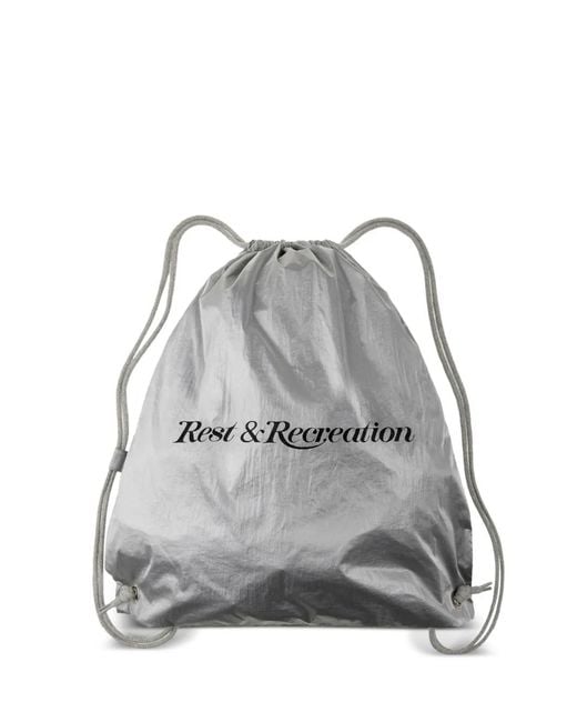 Rest&Recreation Gray Drawstring Nylon Backpack