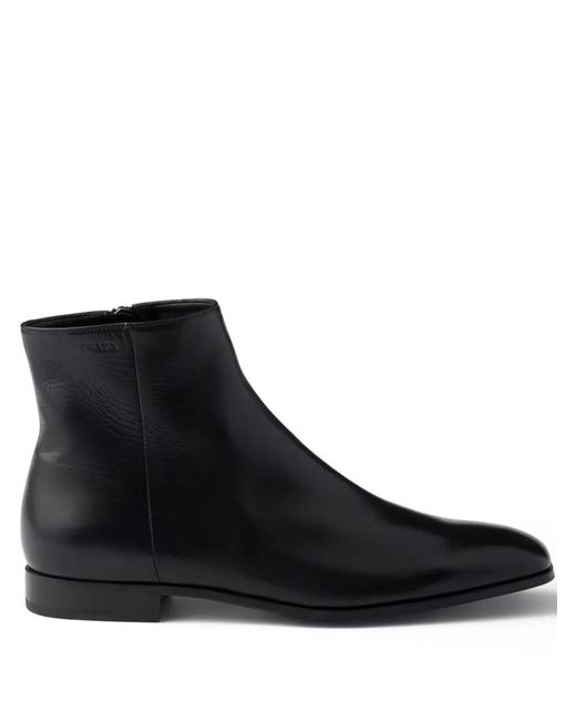 Prada Zipped Leather Boots in Black for Men | Lyst