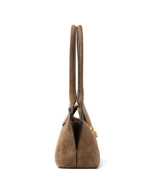 Versace Brown Vivian Small Suede East/West Shoulder Bag
