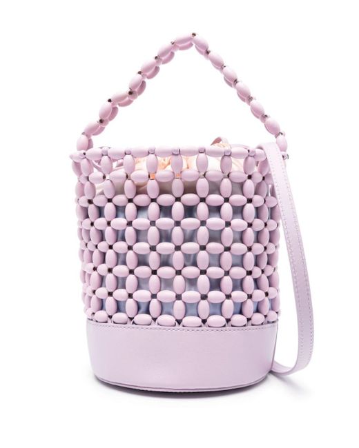 Maje Pink Bead-embellished Bucket Bag