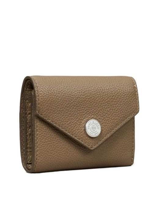 Tory Burch Brown Pebble Envelope Small Wallet