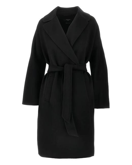Weekend by Maxmara Black Notched Belted Coat