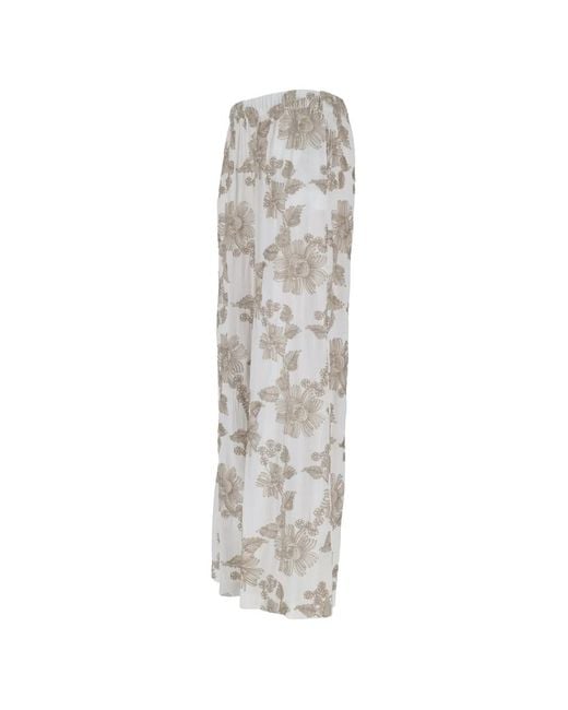 Kaos White Floral-Print Trousers