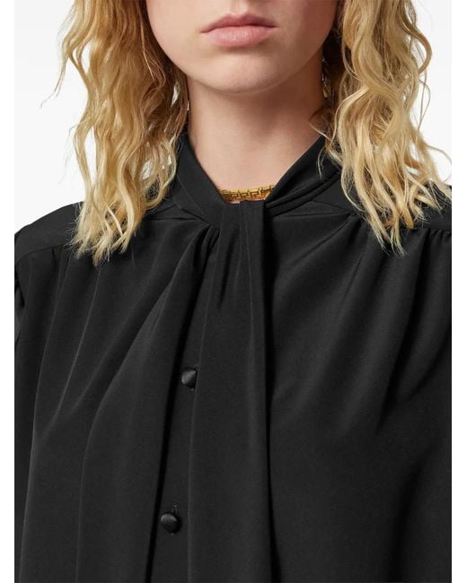 Versace Black Crêpe De Chine Lavallière Shirt