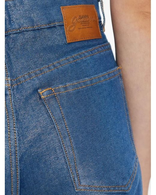 Ganni Blue Metallic-Effect Jeans