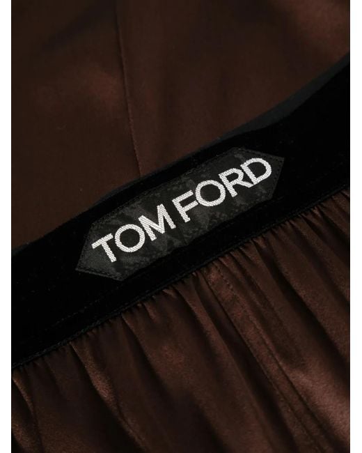 Tom Ford Brown Satin Silk Pajama Pants