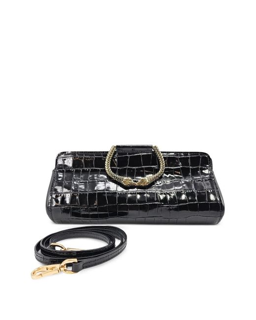 Madison Maison Black Moc Croc Clutch Bag