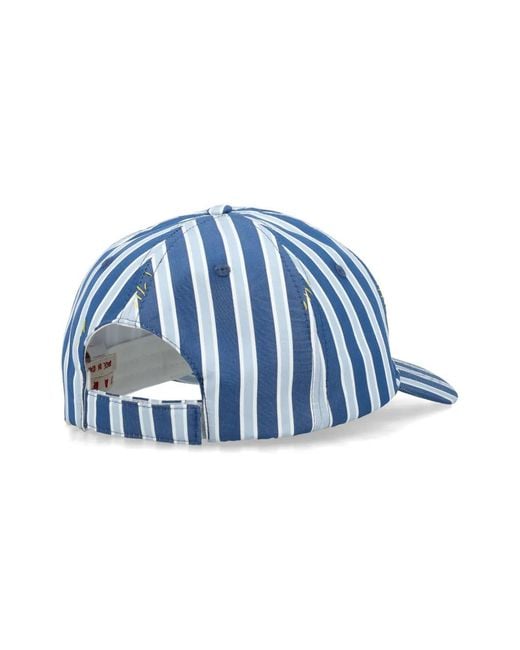 Marni Blue Striped Cotton Baseball Cap for men