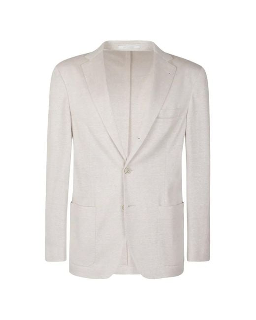 Eleventy White Notched-Lapels Single-Breasted Blazer for men