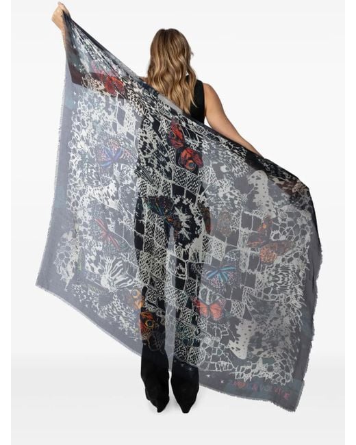 Zadig & Voltaire Gray Kerry Printed Modal Scarf