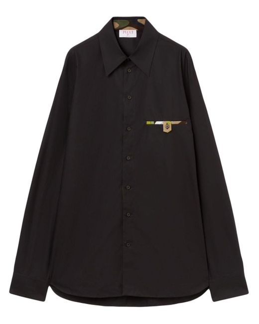 Emilio Pucci Black Poplin Cotton Shirt for men