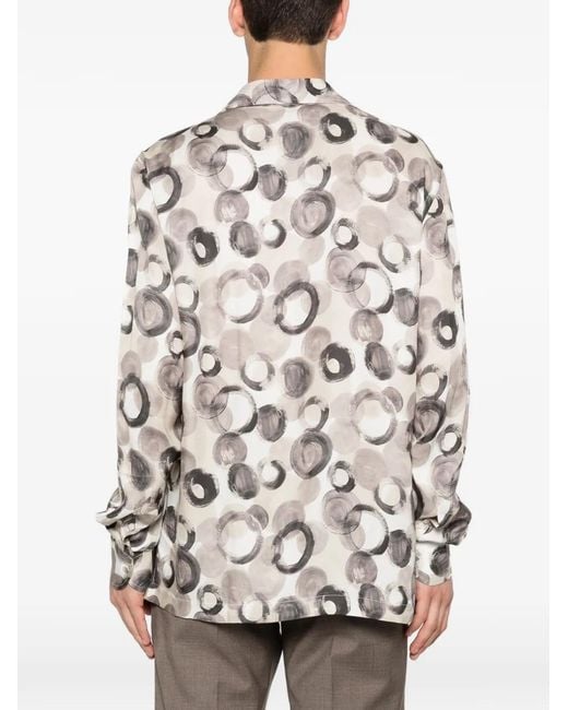 Tagliatore White Circle-Print Shirt for men