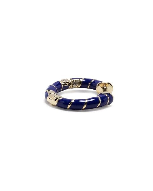 Yvonne Léon Blue 9Kt Diamond And Enamel Hoop Earring for men