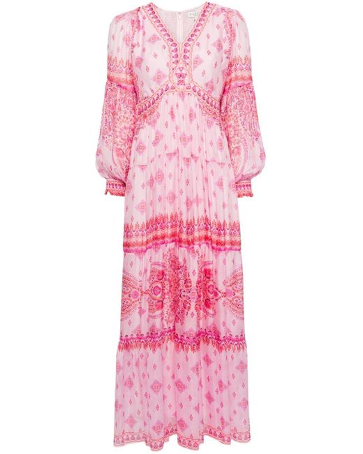 Hale Bob Pink Alaia Geometric-pattern Maxi Dress