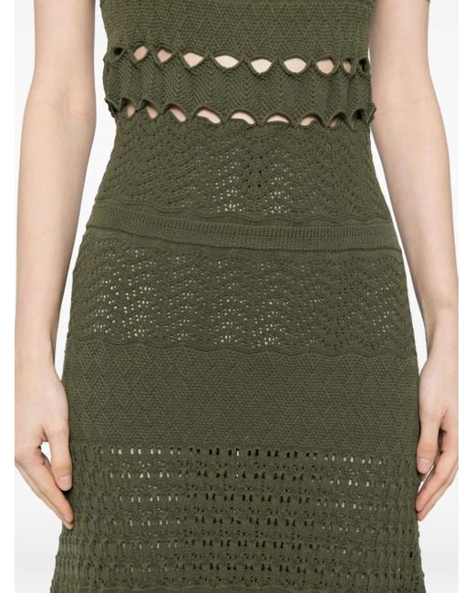 Elie Saab Green Cut-Out Midi Dress