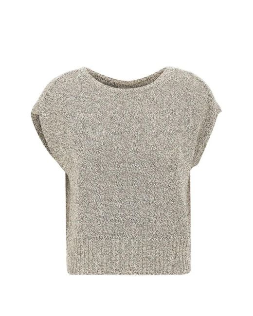 Kangra Gray Sequin-Embellished Open-Back Sweater