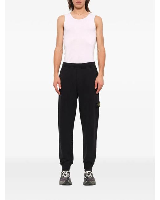 Stone Island Black 6200012 Brushed Organic Cotton Fleece Joggers for men