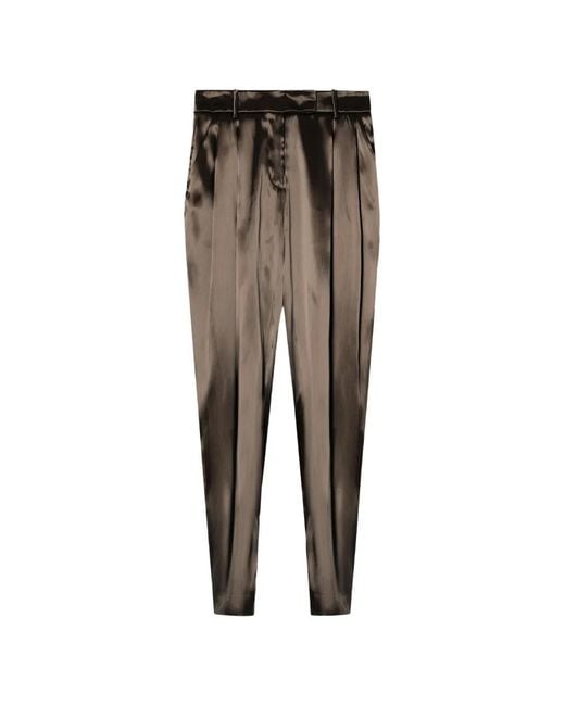 Giorgio Armani Brown Pleated Tapered Trousers