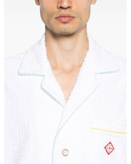 Casablancabrand White Towelling-finish Monogram Shirt for men