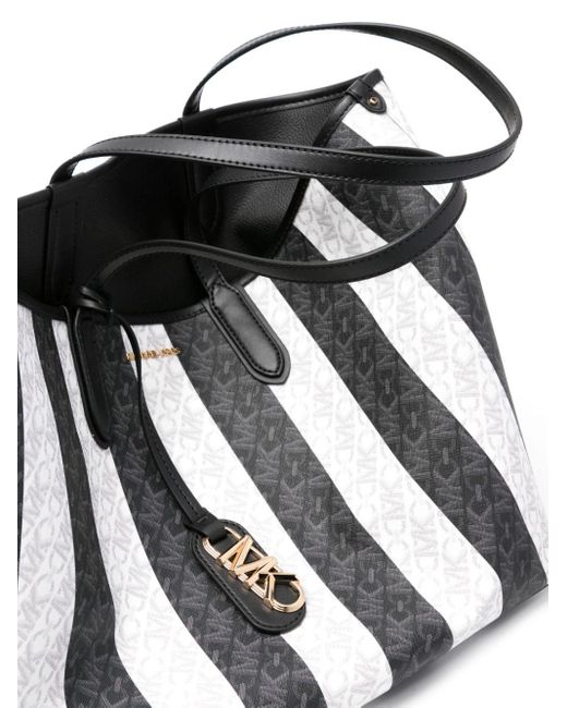 MICHAEL Michael Kors Black Large Eliza Striped Tote Bag