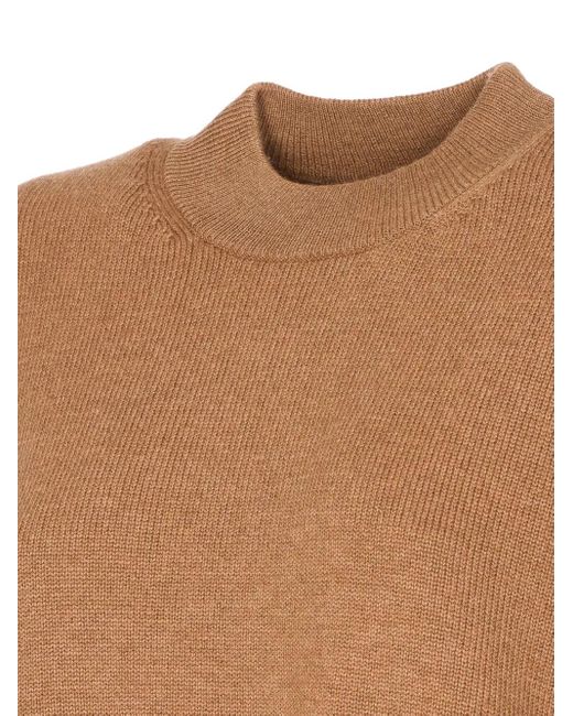 Max Mara Brown Crewneck Side-Split Sweater