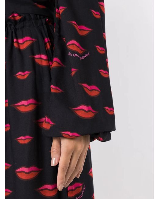 Amir Slama Black Lips-Print Long-Sleeved Shirt