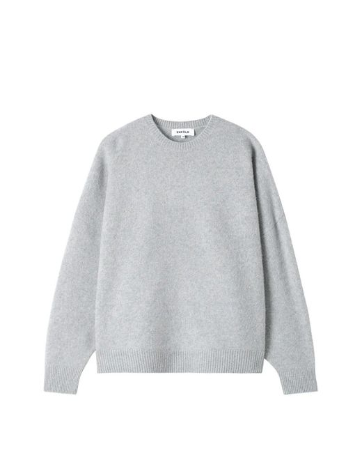 Enfold Gray Crew-Neck Wool Sweater