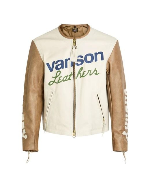 CHERRY LA White Vanson Logo-Patch Leather Jacket for men