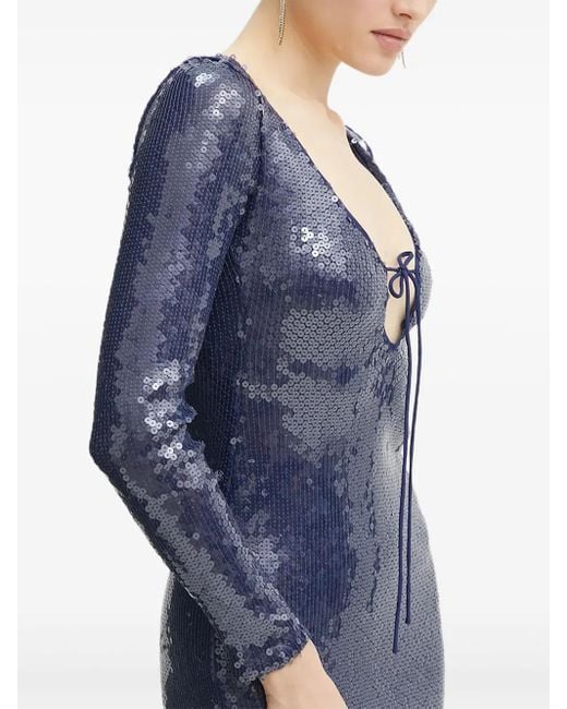 Robe Mi-Longue Verona À Sequins Bardot en coloris Blue