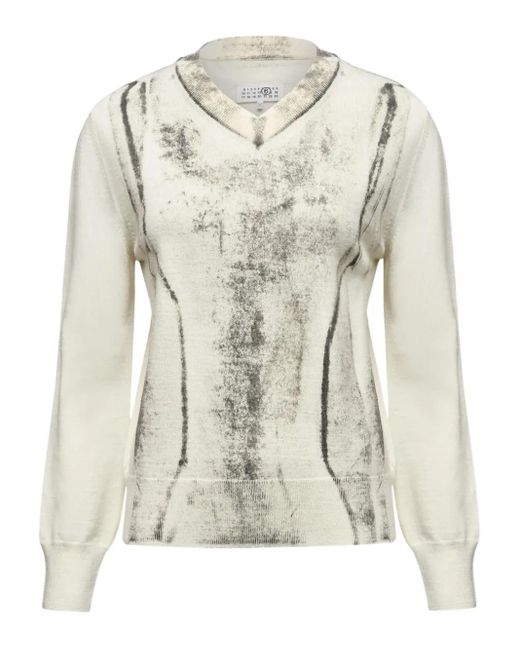 MM6 by Maison Margiela White Abstract-Print Sweater