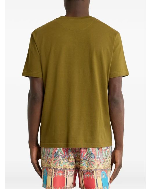 Etro Green Cotton Jersey T-Shirt With Raised Pegaso Logo for men