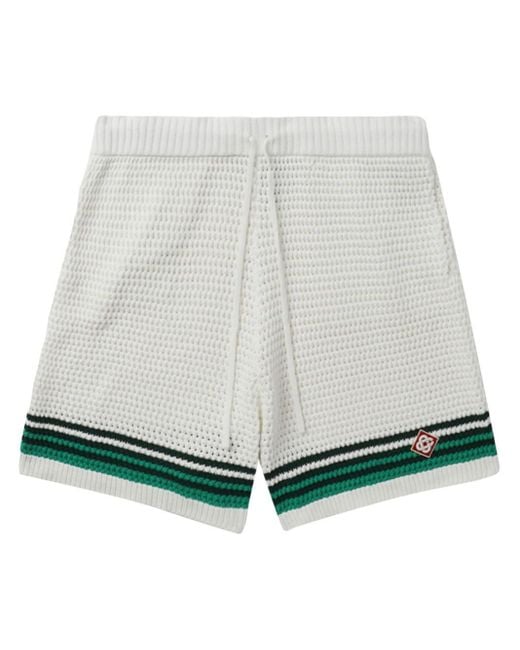 CASABLANCA White Tennis Crochet-knit Shorts for men