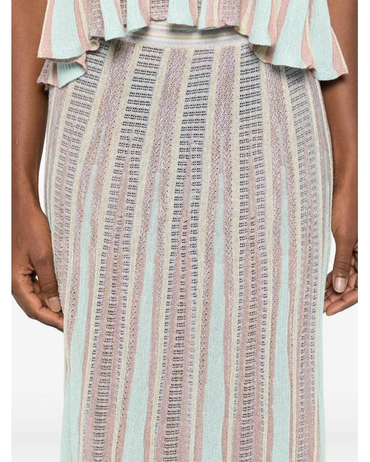 Forte_forte White Striped Midi Skirt