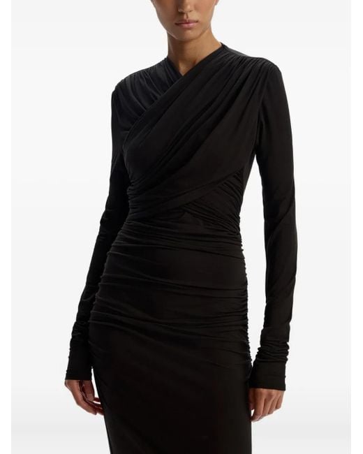 12 STOREEZ Black Draped Cowl-Neck Midi Dress