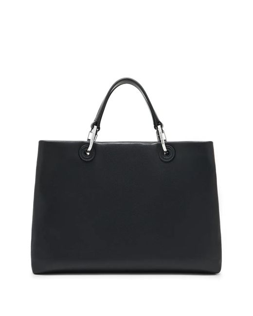 Emporio Armani Black Medium Top-Handle Leather Tote Bag for men