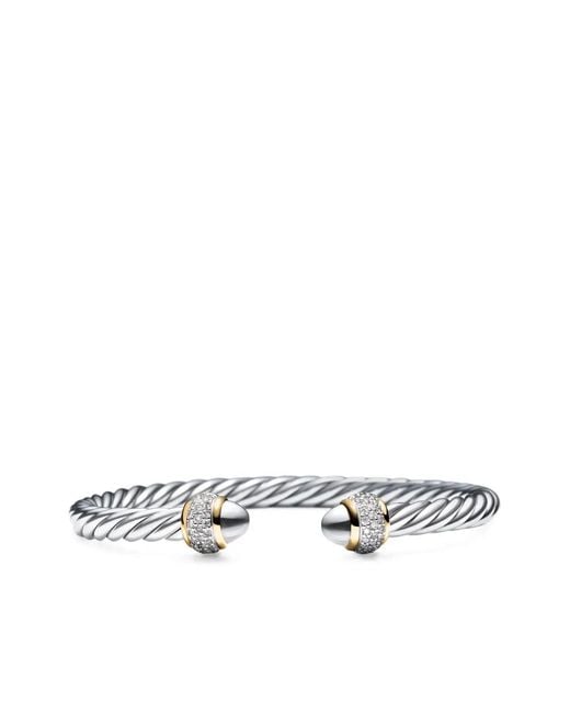 David Yurman White 18Kt And Sterling Cable Diamond Bracelet (5Mm)