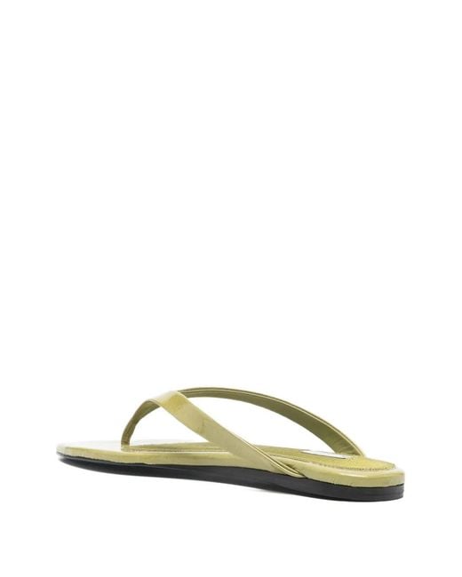 AMI Green Leather Flat Sandals