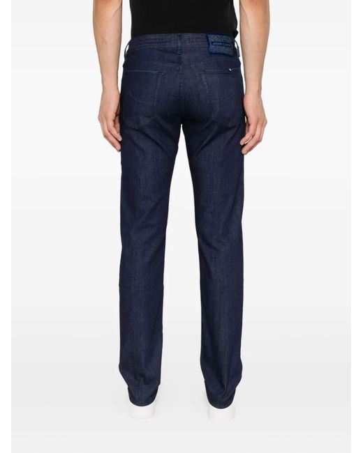 Jacob Cohen Blue Embroidered Detail Slim-Fit Jeans for men
