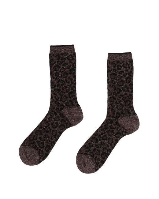 ANT45 Black Atene Leopard-Print Socks