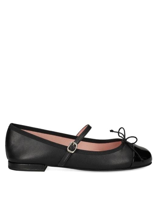 Pretty Ballerinas Black Irma Cap-Toe Bow Ballet Flats
