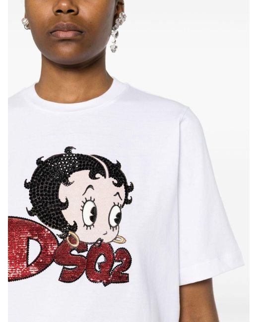 DSquared² White Betty Boop Cotton T-shirt