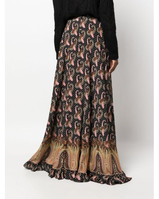 Etro Black Paisley-print Silk Maxi Dress