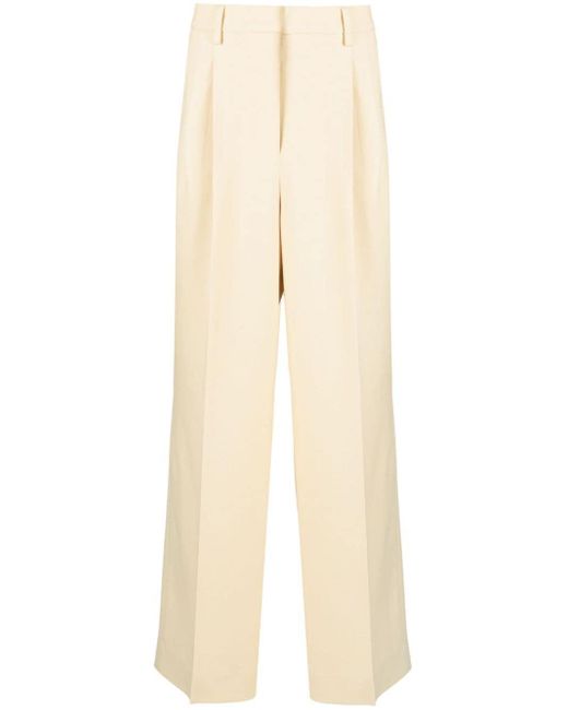 AMI Natural Box-pleat Wool Tailored Trousers for men