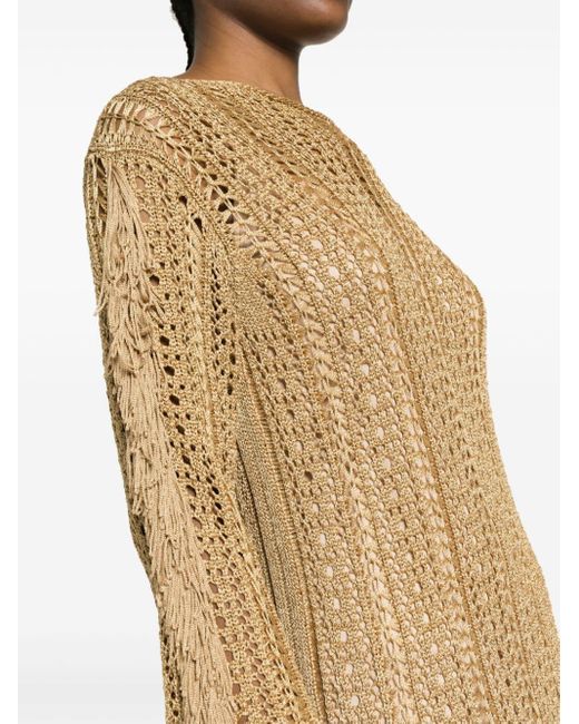 Liu Jo Natural Fringe-detail Open-knit Dress