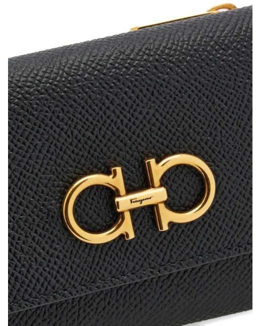 Ferragamo Black Grained Leather Trifold Wallet Accessories