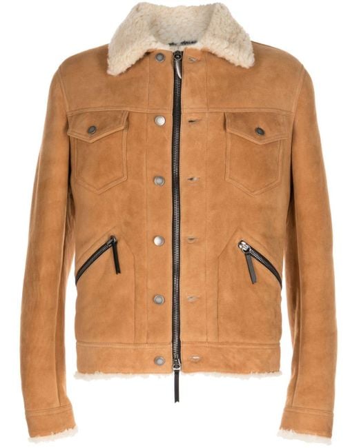 Mens suede jacket on sale with fur collar