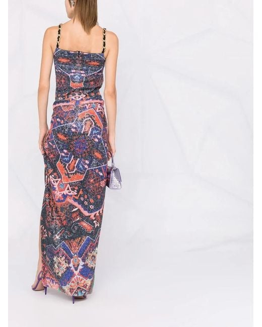 Robe Imprimée À Sequins Balmain en coloris Blue