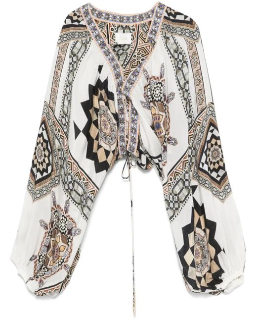 Camilla White Tile Style Blouse